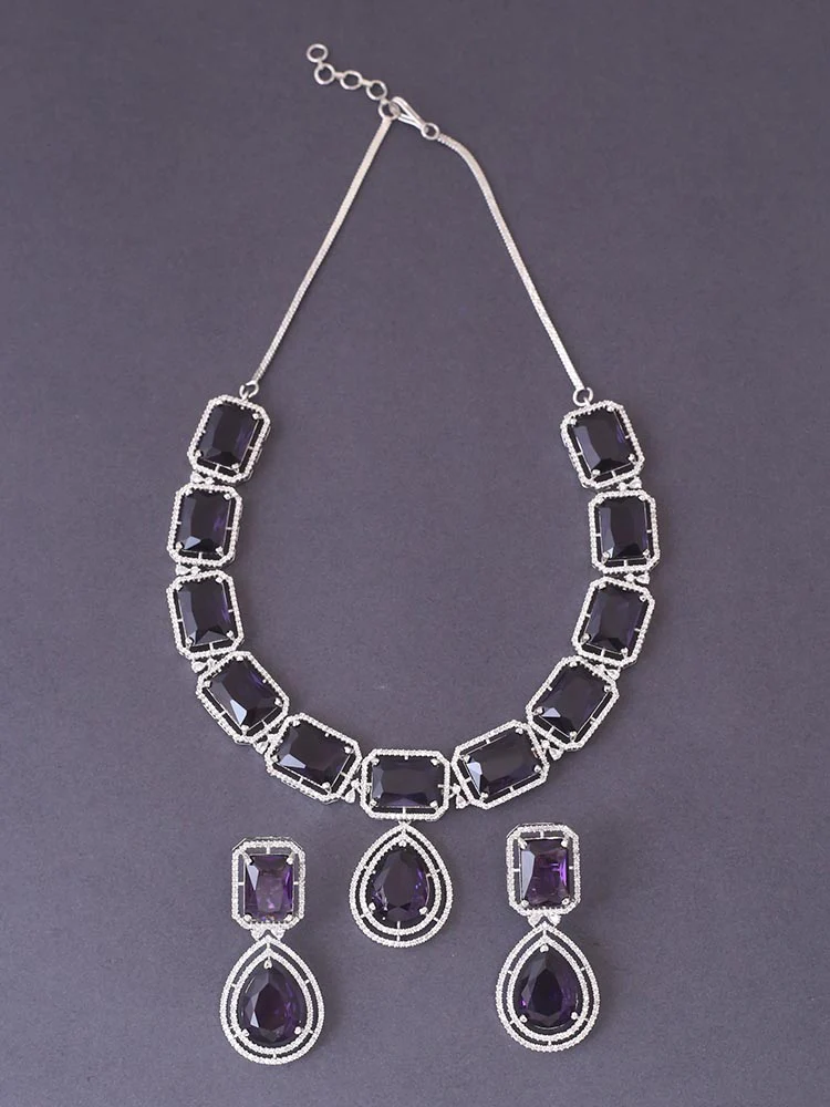 Purple Gabriella Zirconia Jewellery Set - Image 3