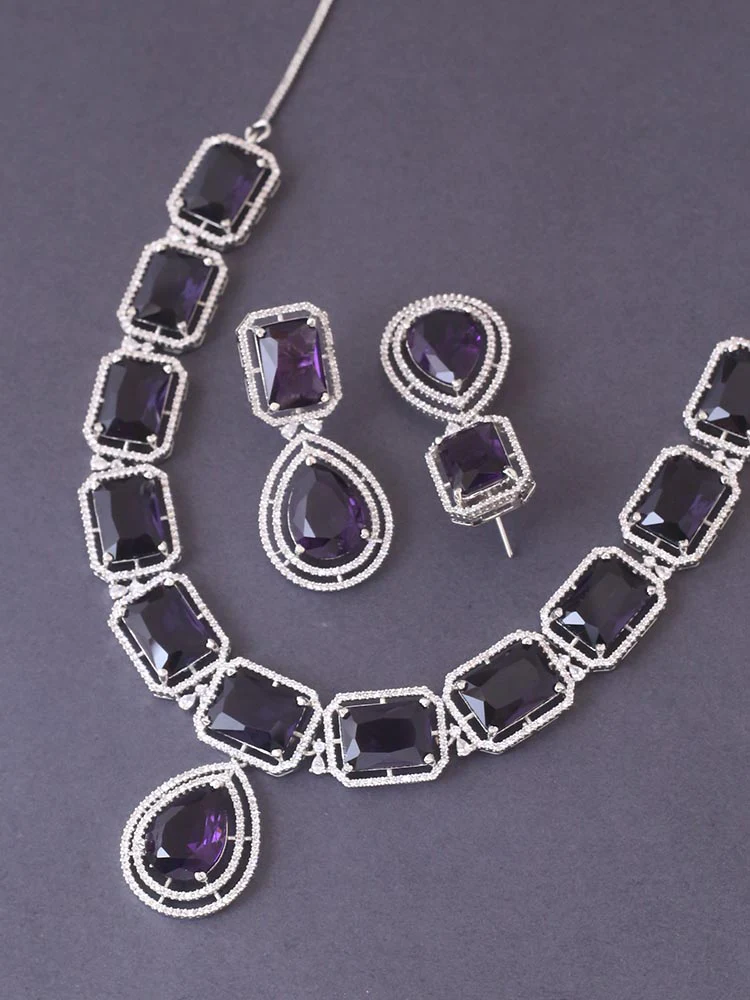 Purple Gabriella Zirconia Jewellery Set - Image 4