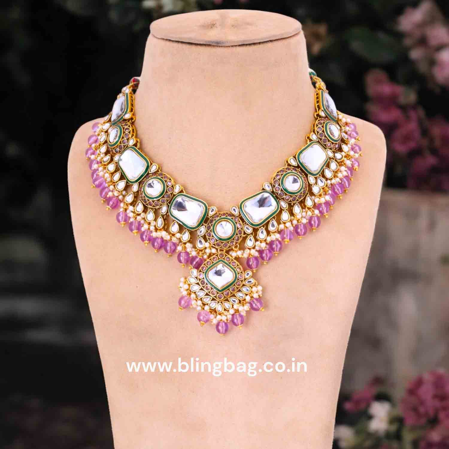 Purple Kunti Kundan Jewellery Set - Image 2