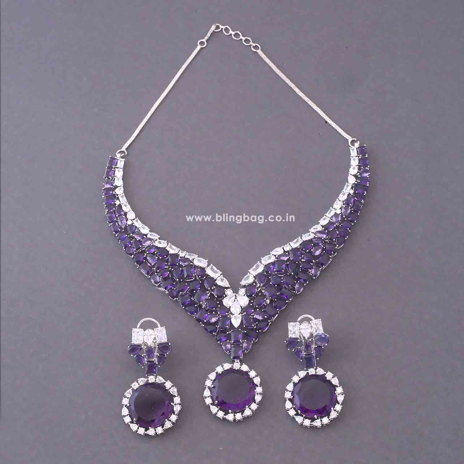 Purple Kyian Zirconia Jewellery Set - Image 4