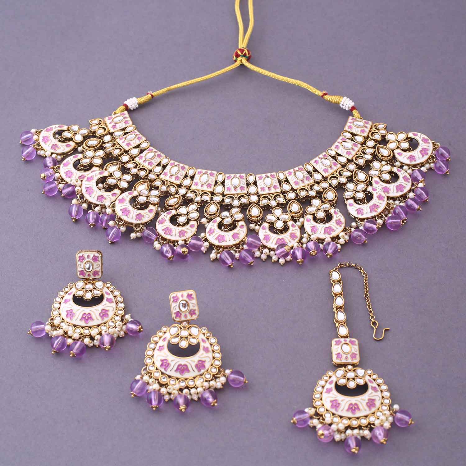 Purple Maniaa Kundan Jewellery Set - Image 3