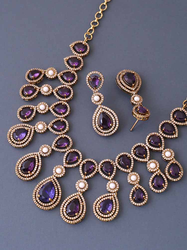 Purple Margarete Victorian Jewellery Set - New Arrival - Image 4