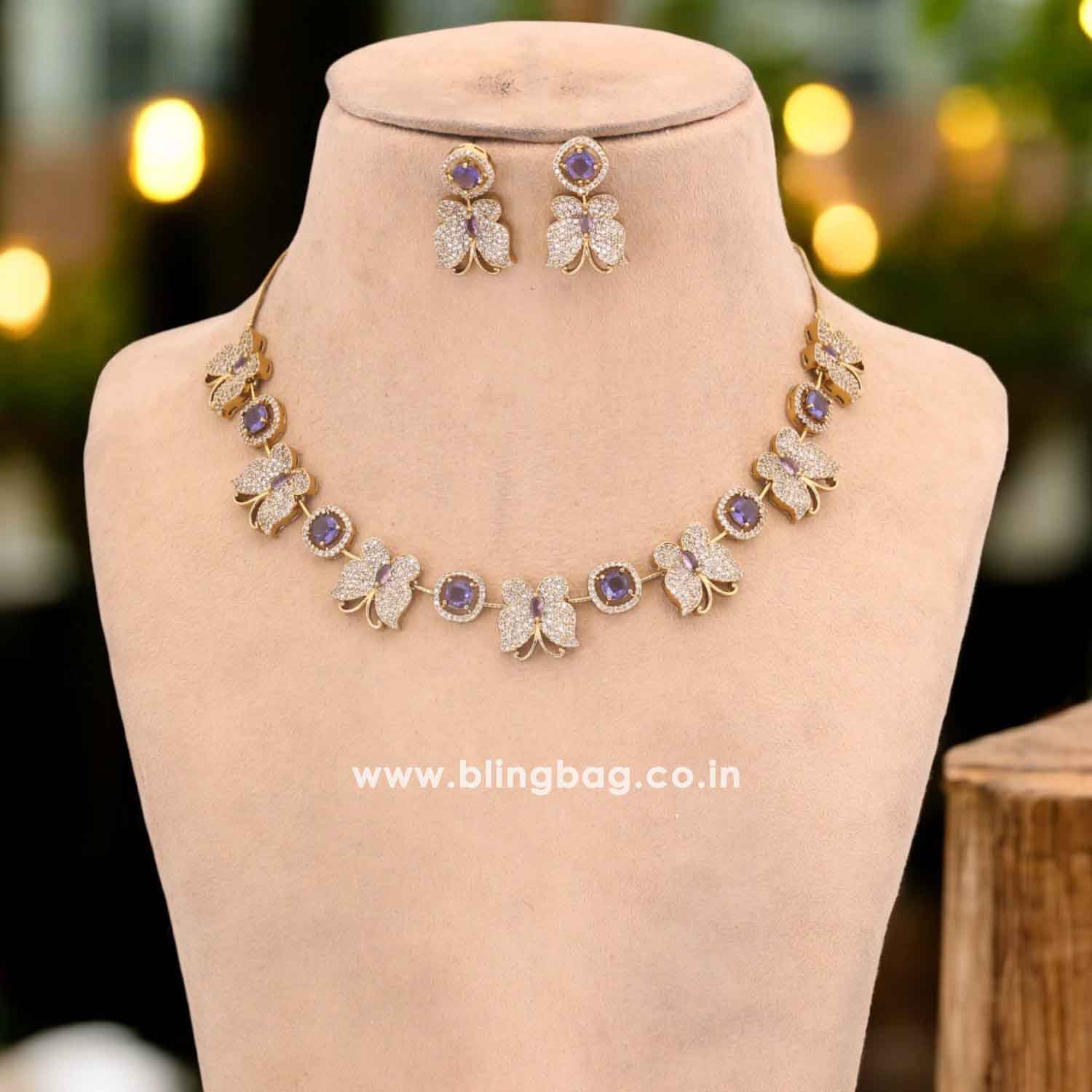 Purple Orchid Victorian Jewellery Set - New Arrival - Image 2