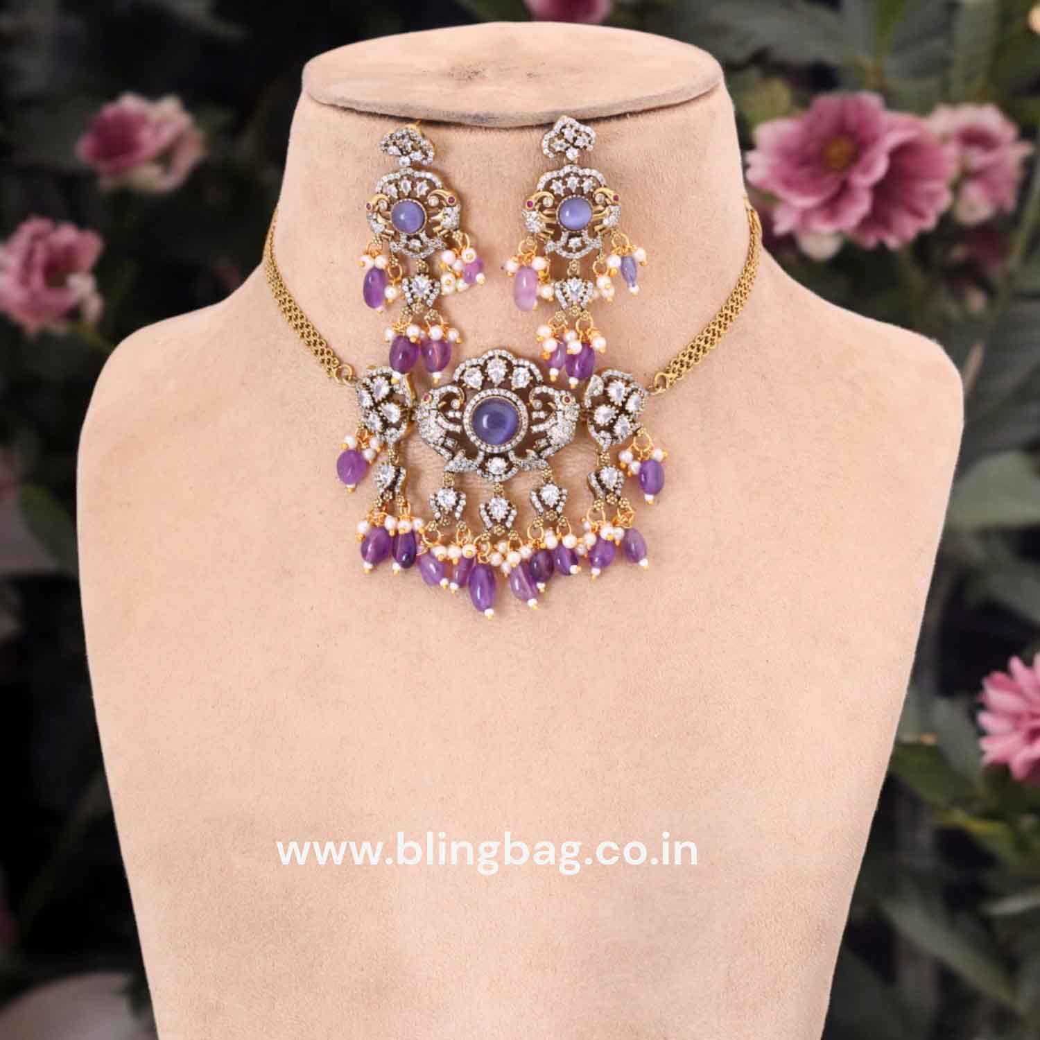 Purple Penelope Victorian Jewellery Set - New Arrival - Image 2