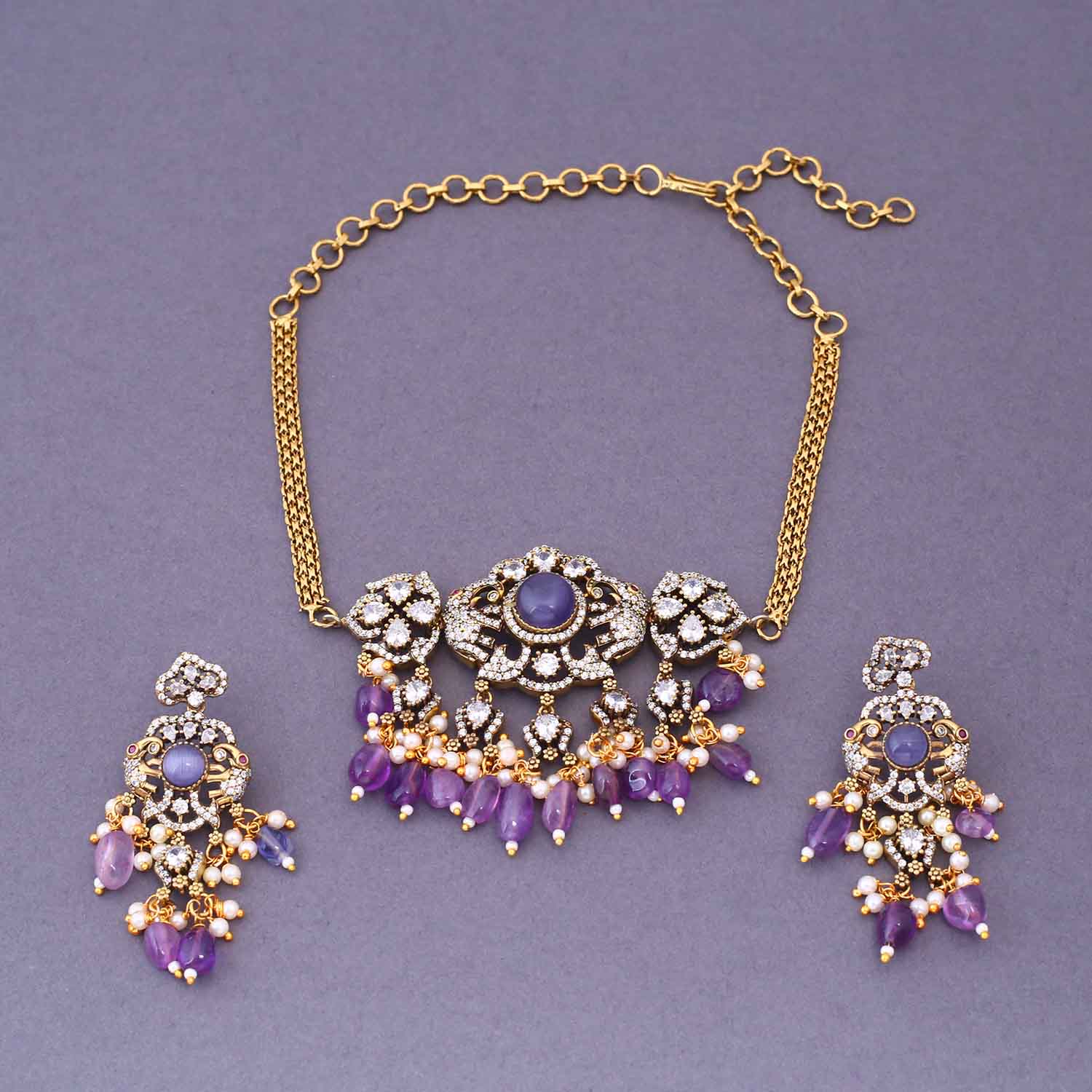 Purple Penelope Victorian Jewellery Set - New Arrival - Image 3