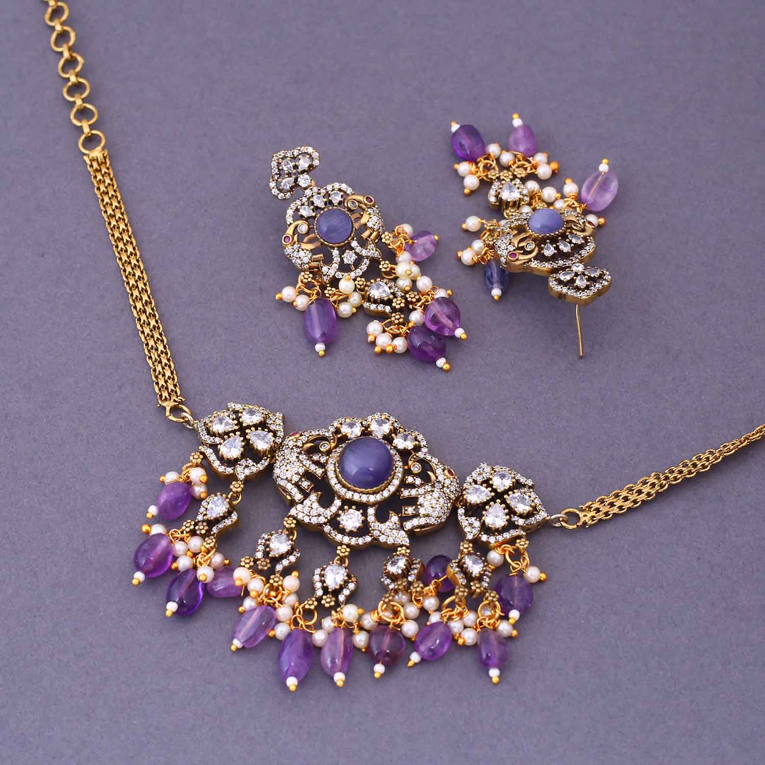 Purple Penelope Victorian Jewellery Set - New Arrival - Image 4