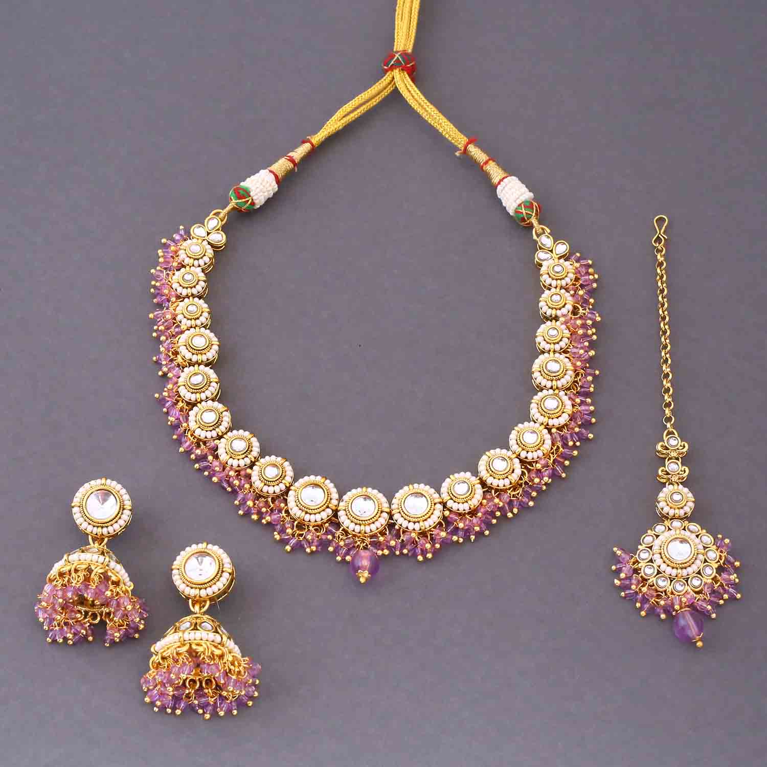 Purple Rashmie Kundan Jewellery Set - Image 4