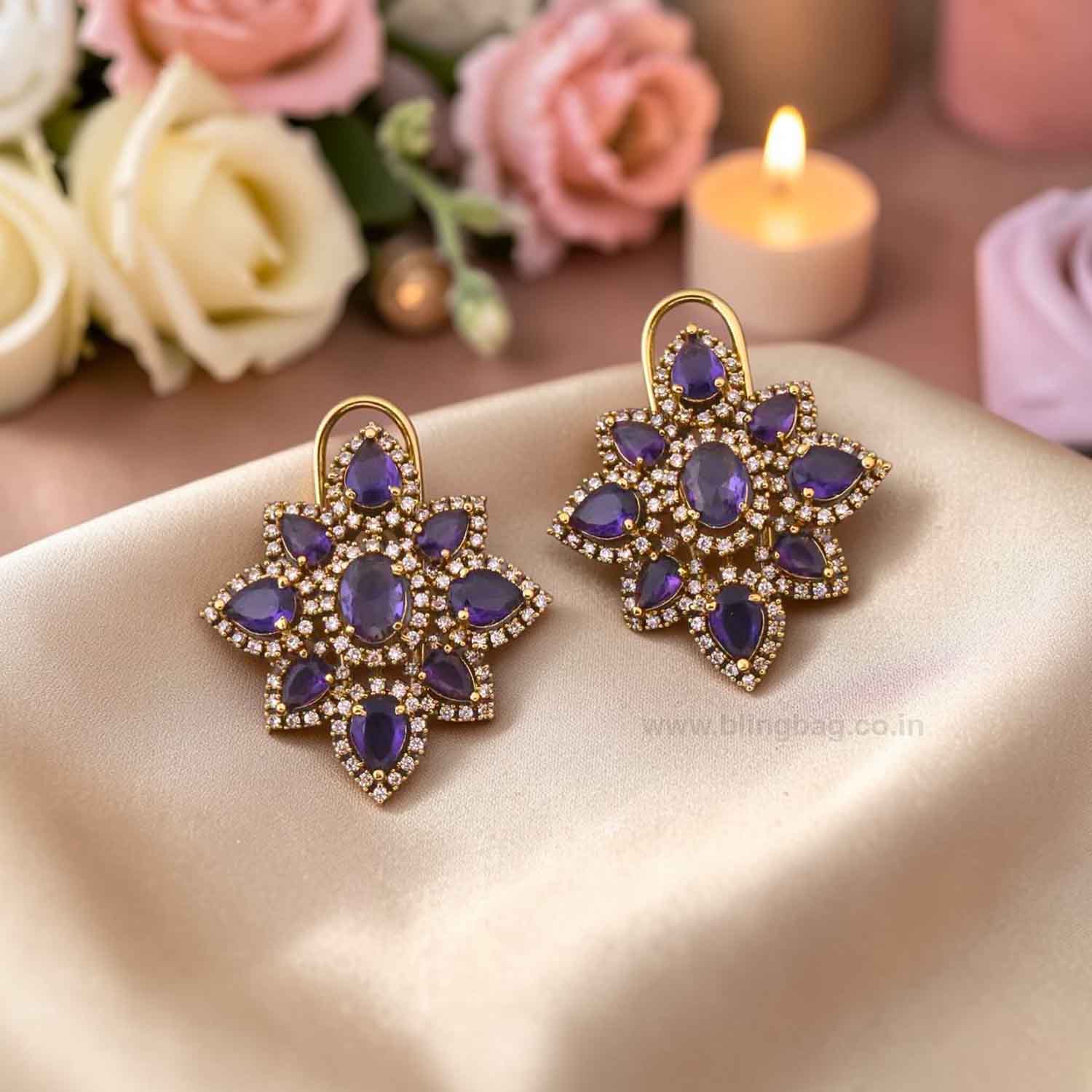 Purple Rosanna Victorian Studs - Image 2