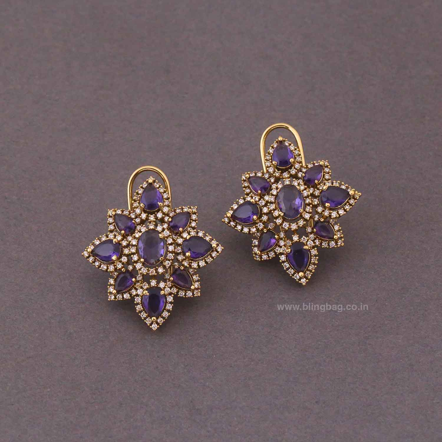Purple Rosanna Victorian Studs - Image 3