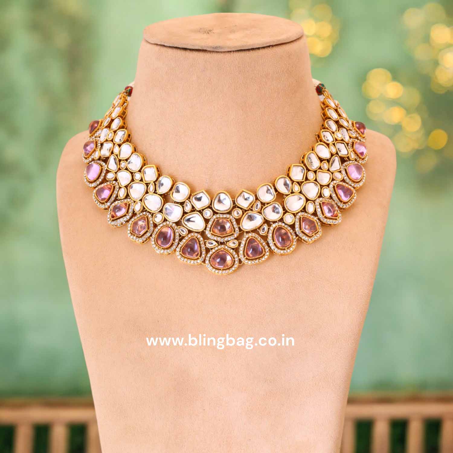 Purple Samiya Kundan Jewellery Set - Image 2