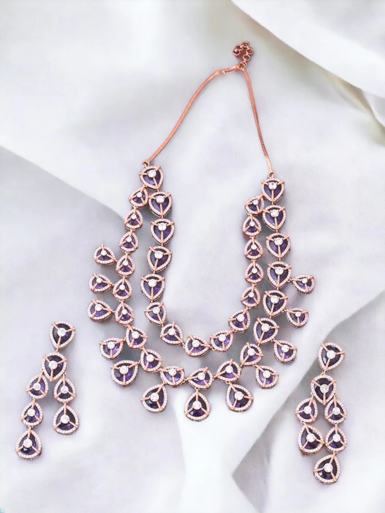 Purple Ursula Zirconia Jewellery Set - Image 2