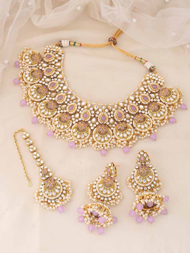 Purple Yashita Kundan Jewellery Set - Image 2