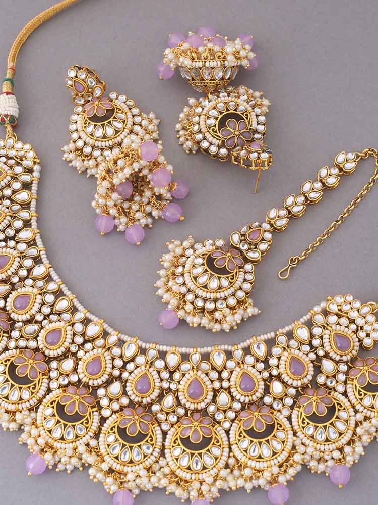 Purple Yashita Kundan Jewellery Set - Image 4