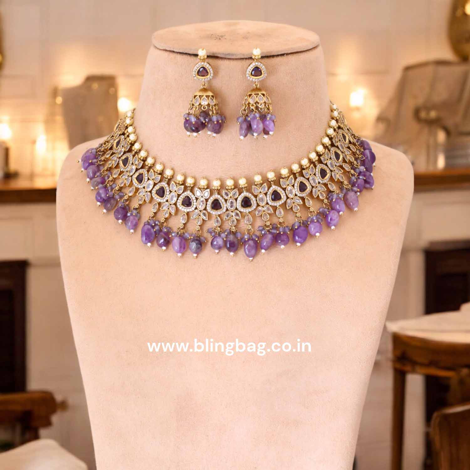 Purple Zareh Victorian Jewellery Set - New Arrival - Image 2