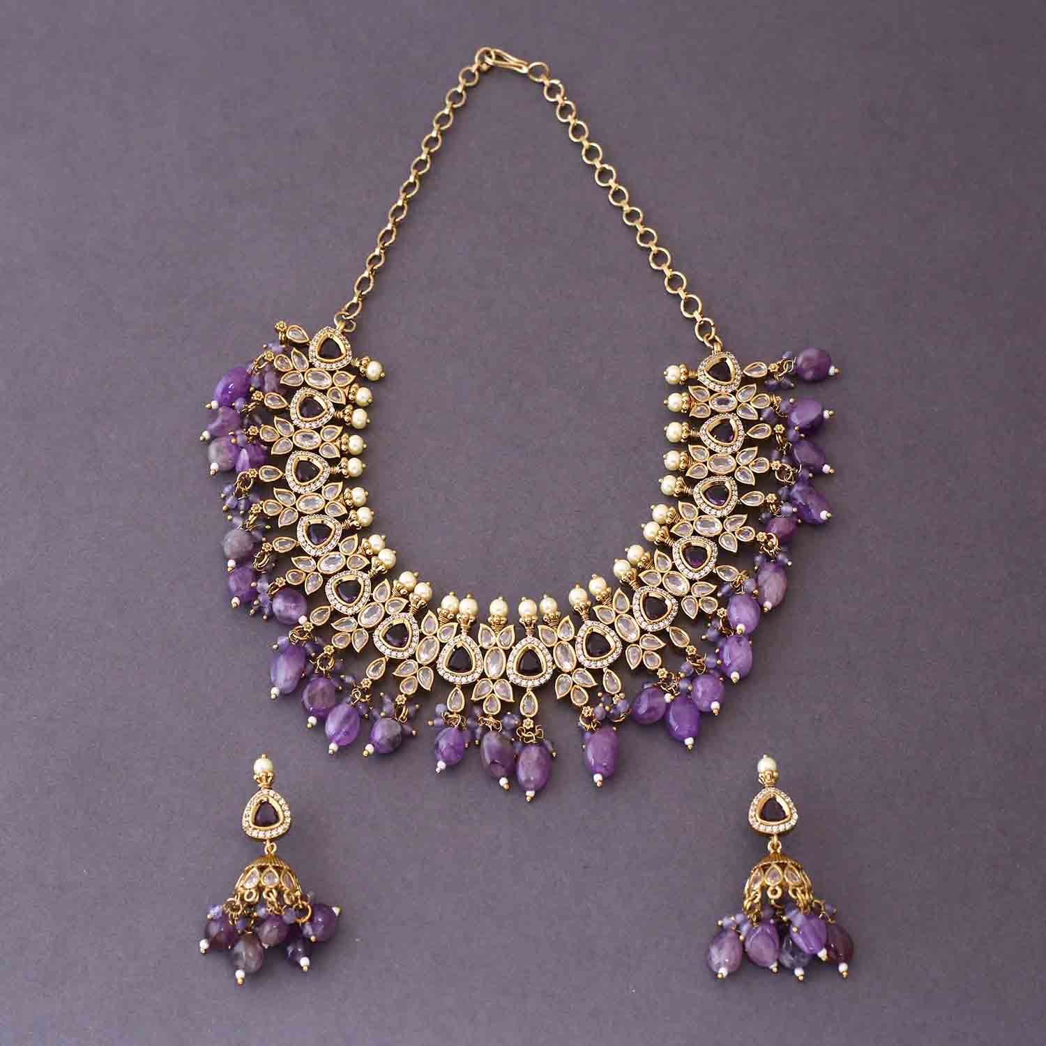 Purple Zareh Victorian Jewellery Set - New Arrival - Image 3