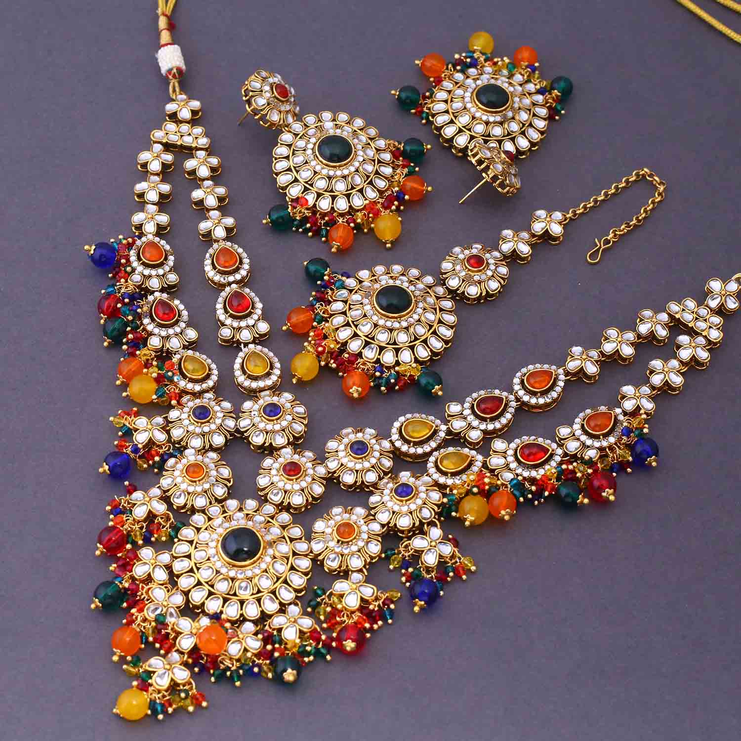 Rainbow Yunita Kundan Jewellery Set - Image 4