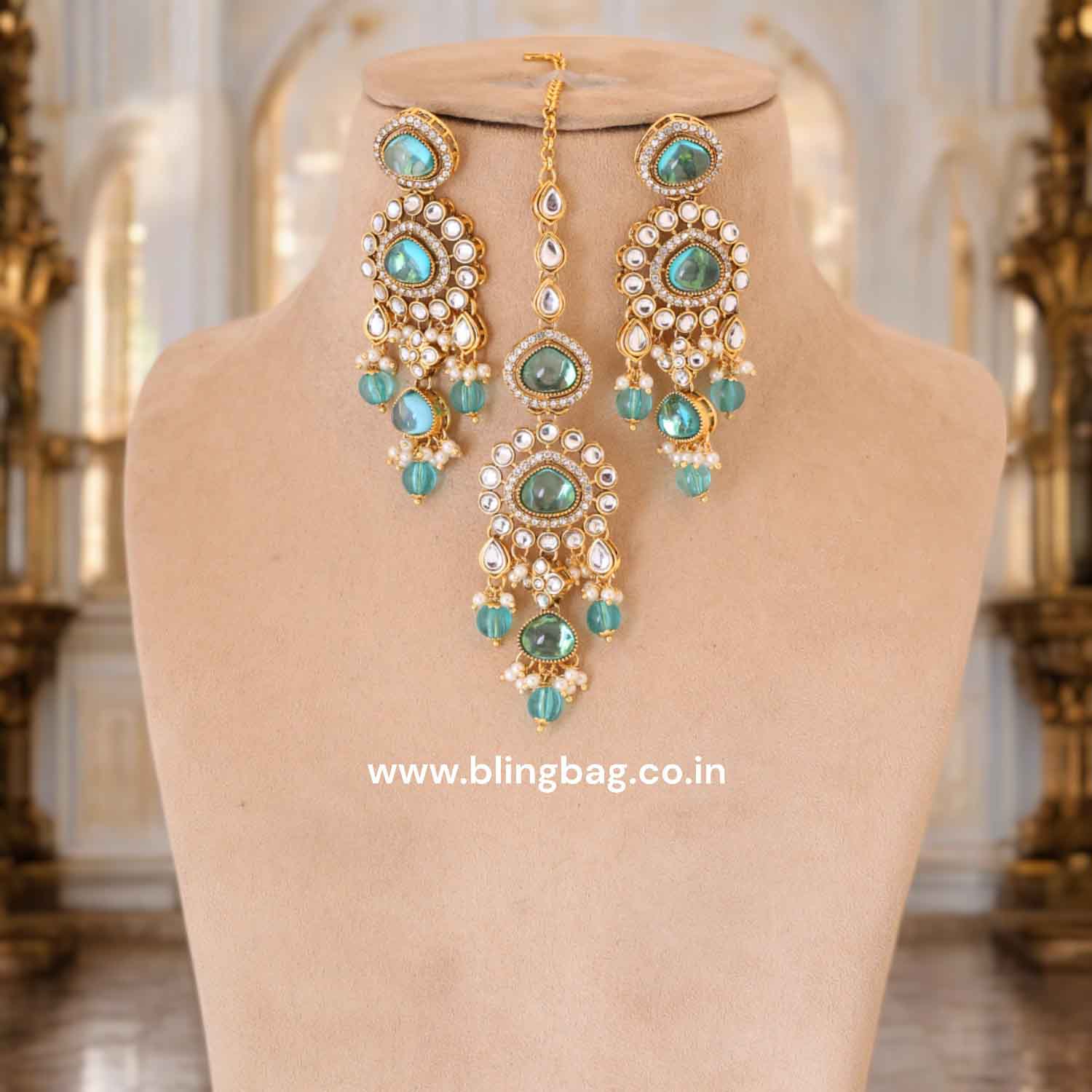 Rama Nikhina Kundan Jewellery Set - Image 3