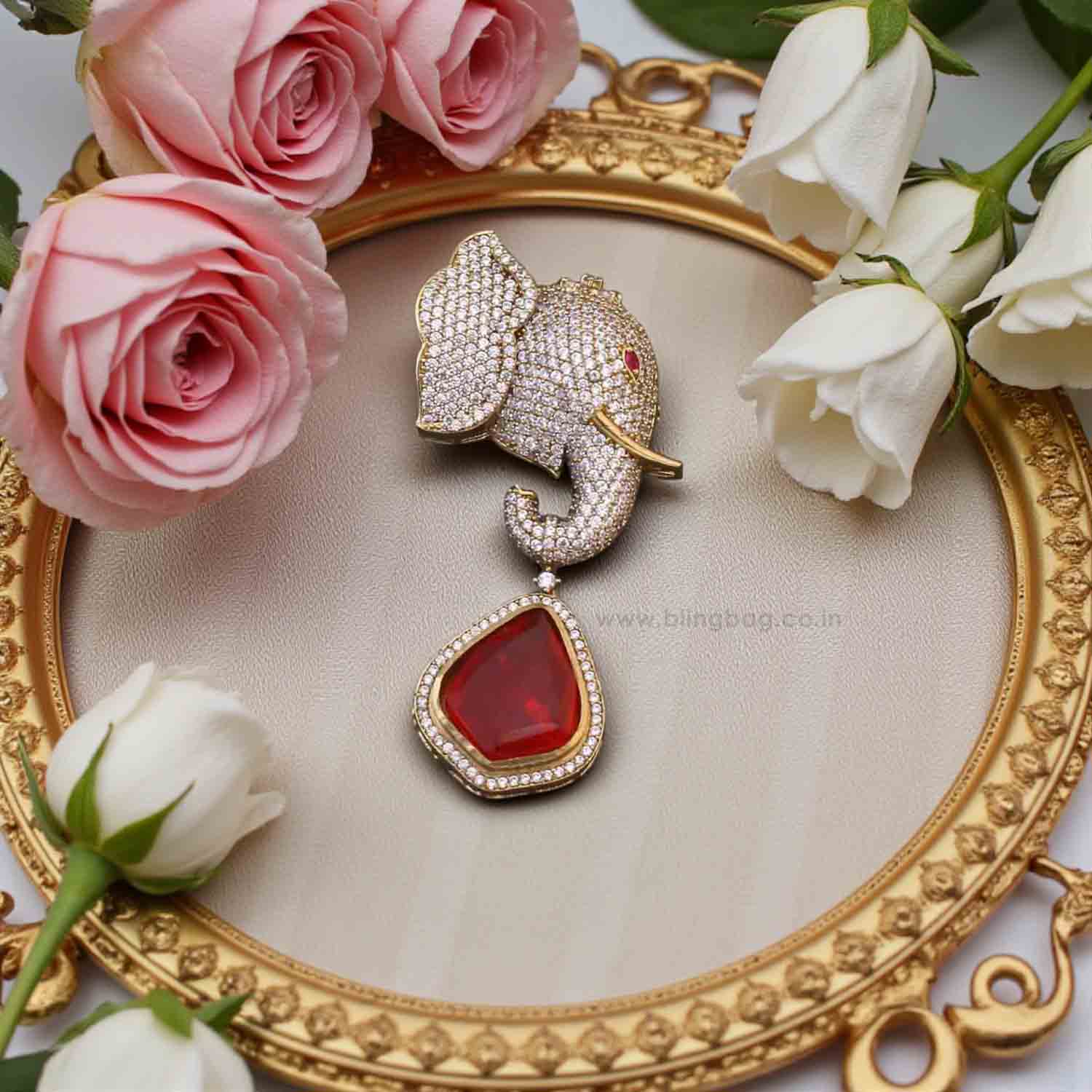 Rani Elephant Drop Brooch - Image 2