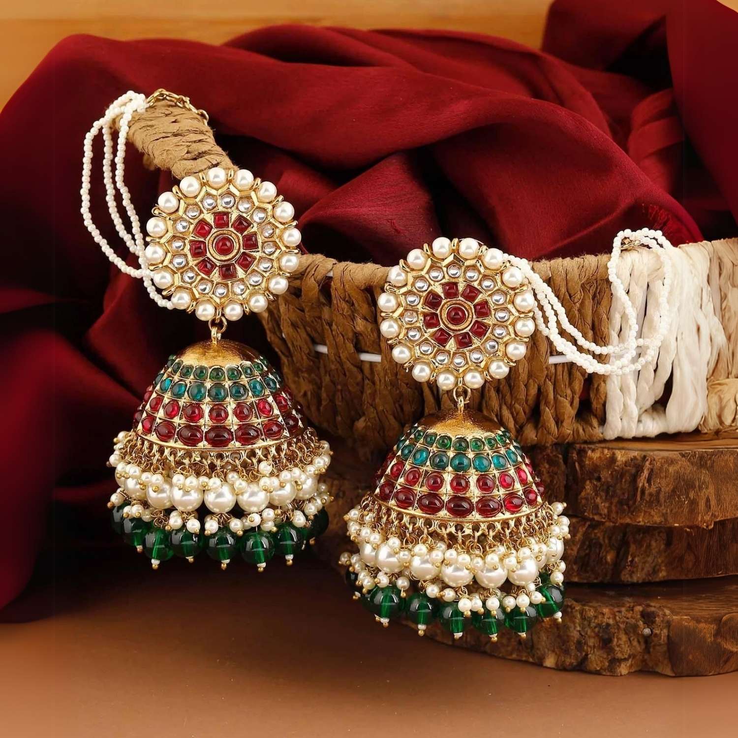Rani Emerald Mrinali Sahara Jhumkis - Image 3