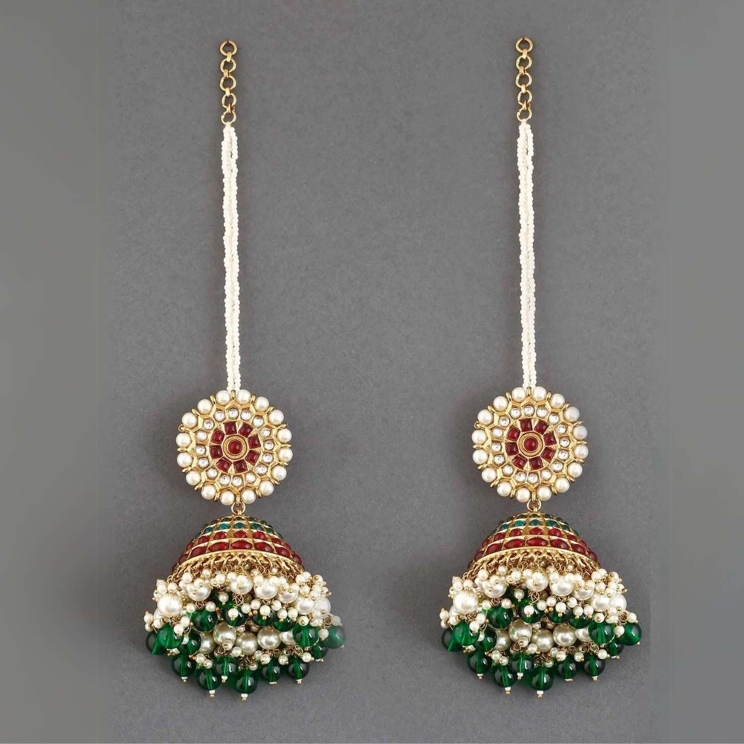 Rani Emerald Mrinali Sahara Jhumkis - Image 4