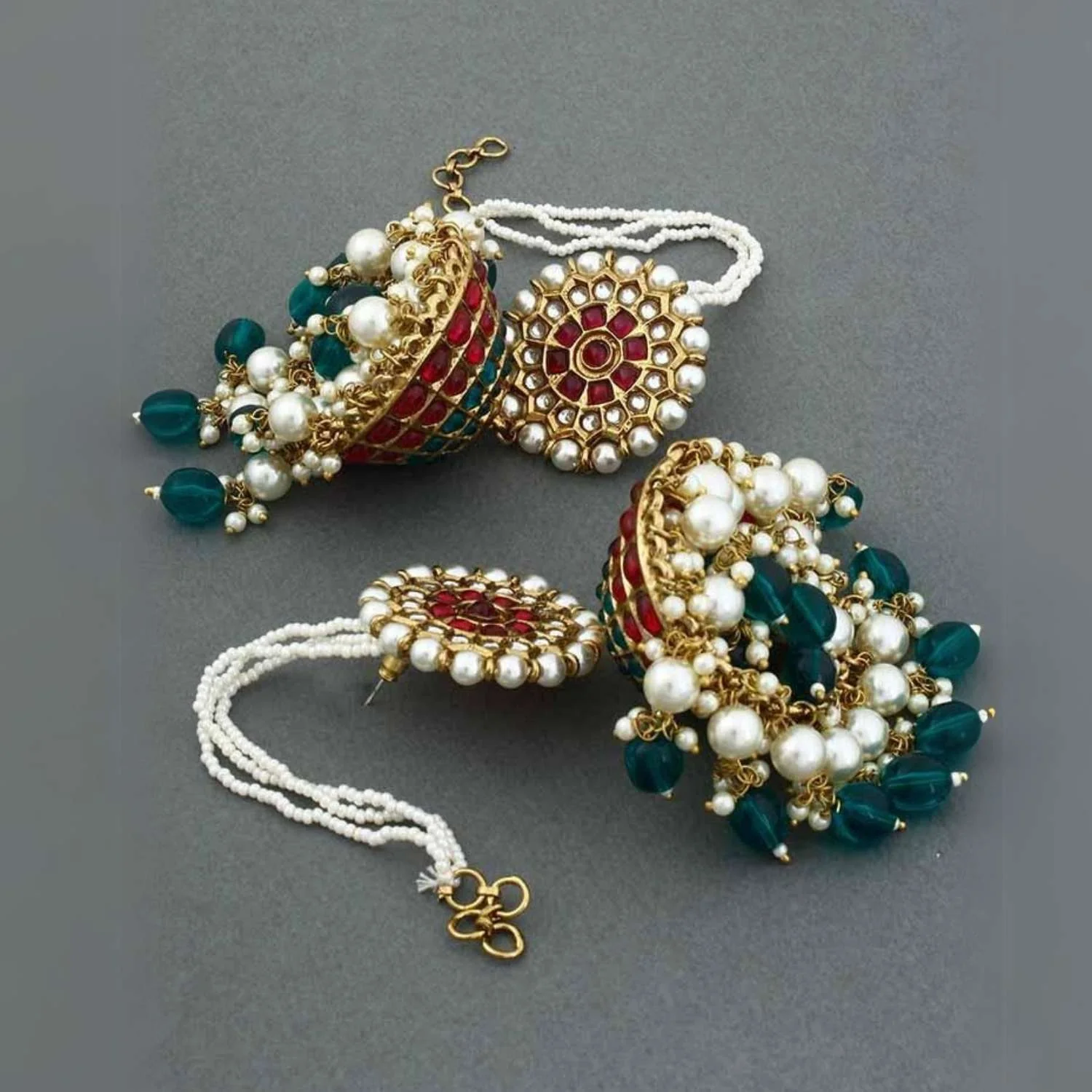 Rani Emerald Mrinali Sahara Jhumkis - Image 5