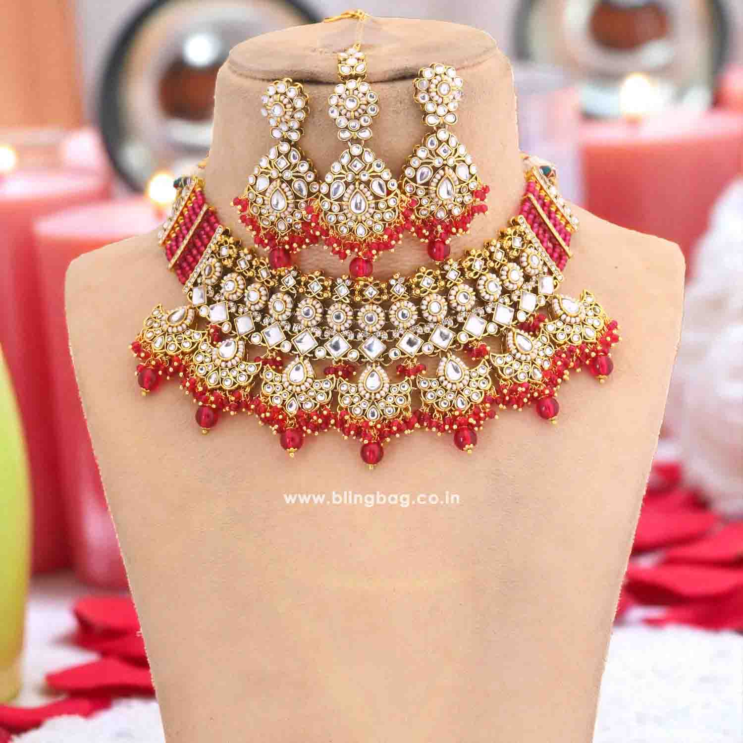 Rani Kalyaani Kundan Jewellery Set - Image 3