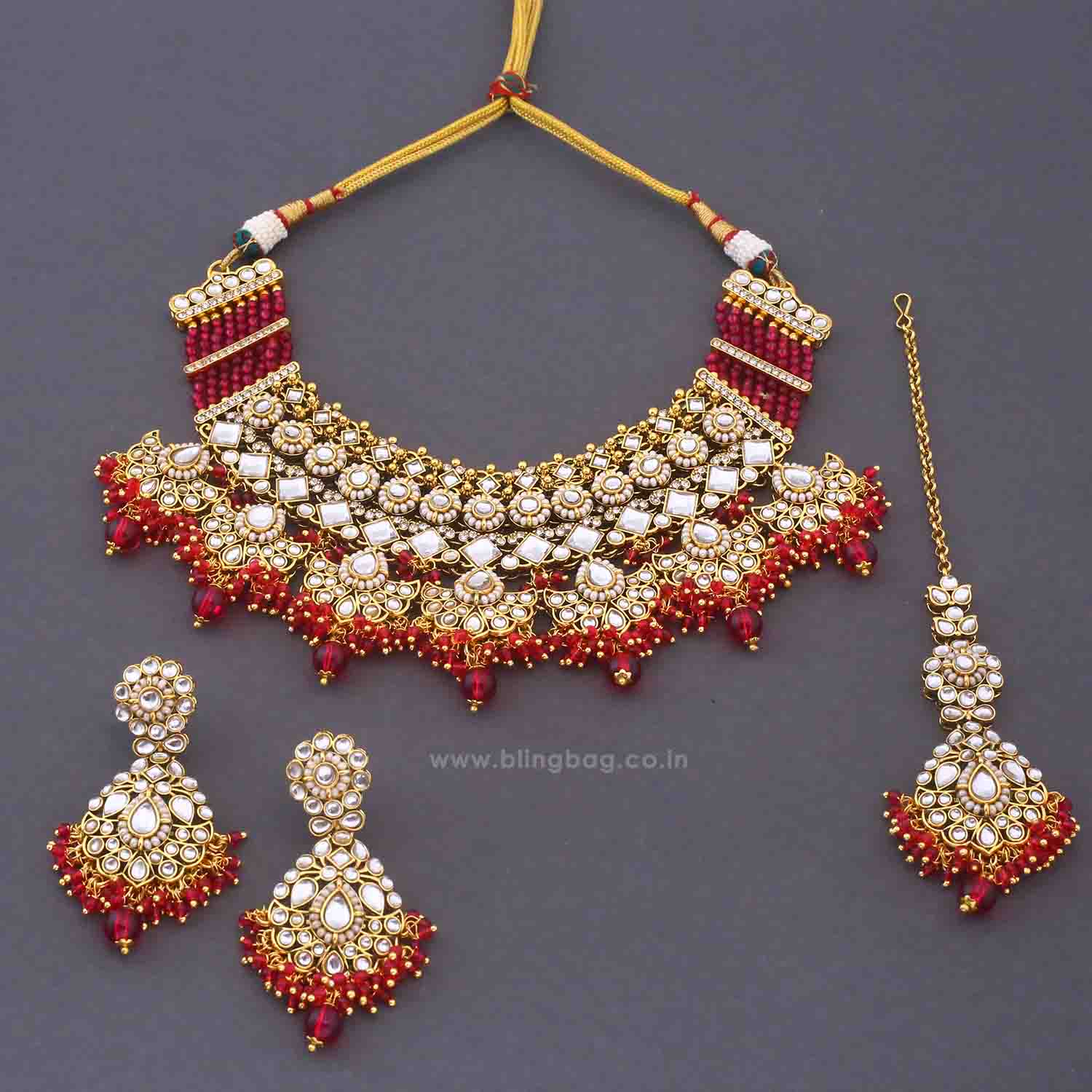 Rani Kalyaani Kundan Jewellery Set - Image 4