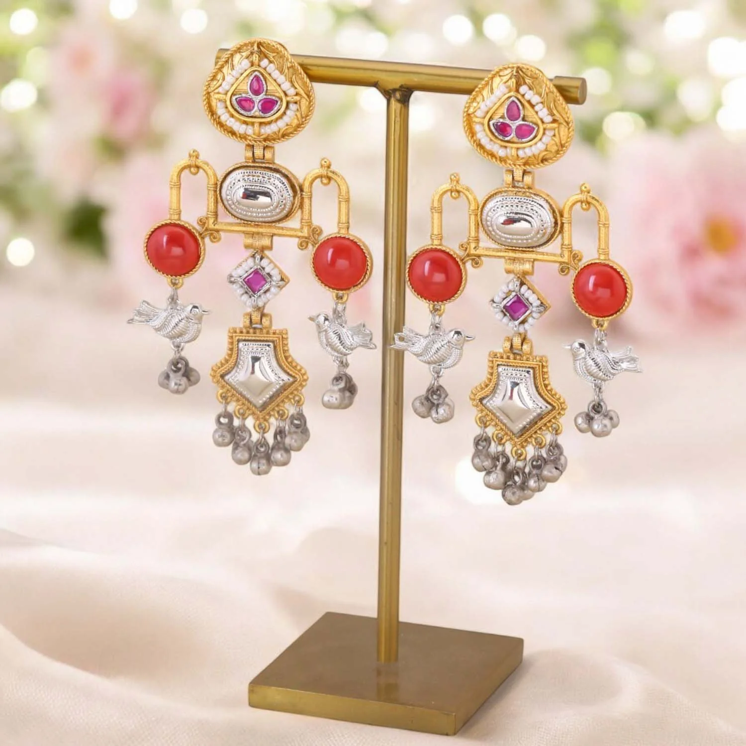 Rani Ridhanya Oxidised Jhumkis