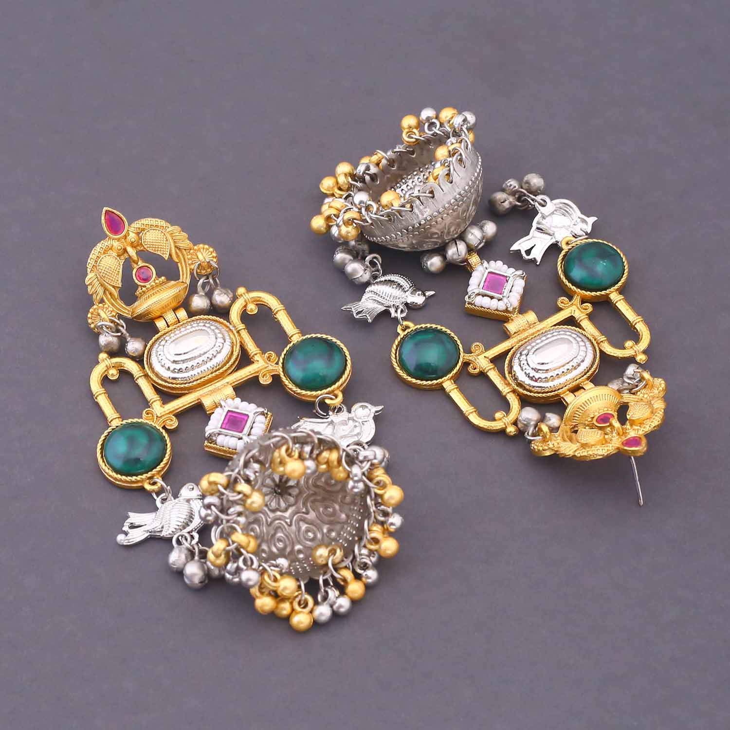 Rani Swarnima Oxidised Jhumkis - Image 3