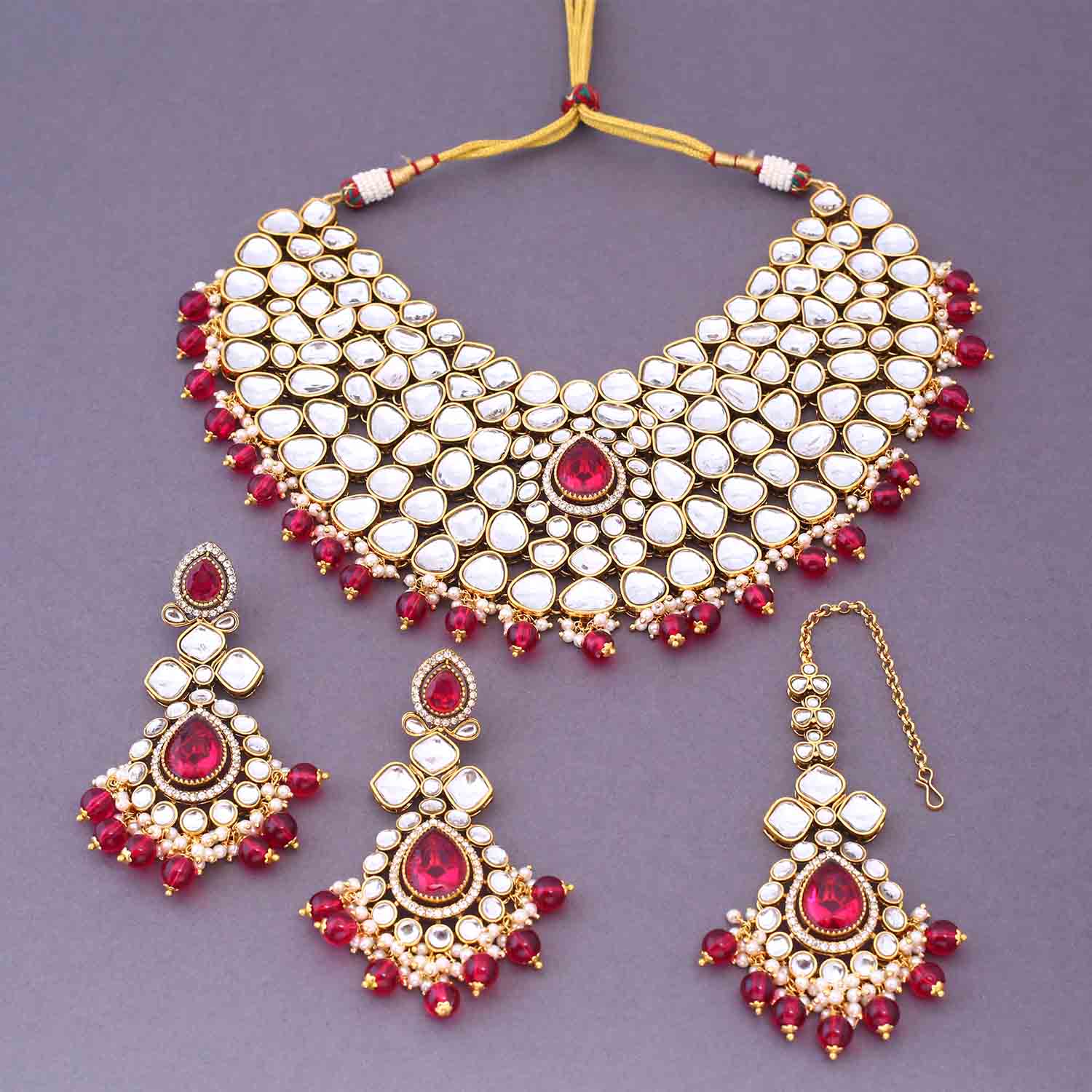 Rani Vandanti Kundan Jewellery Set - Image 4