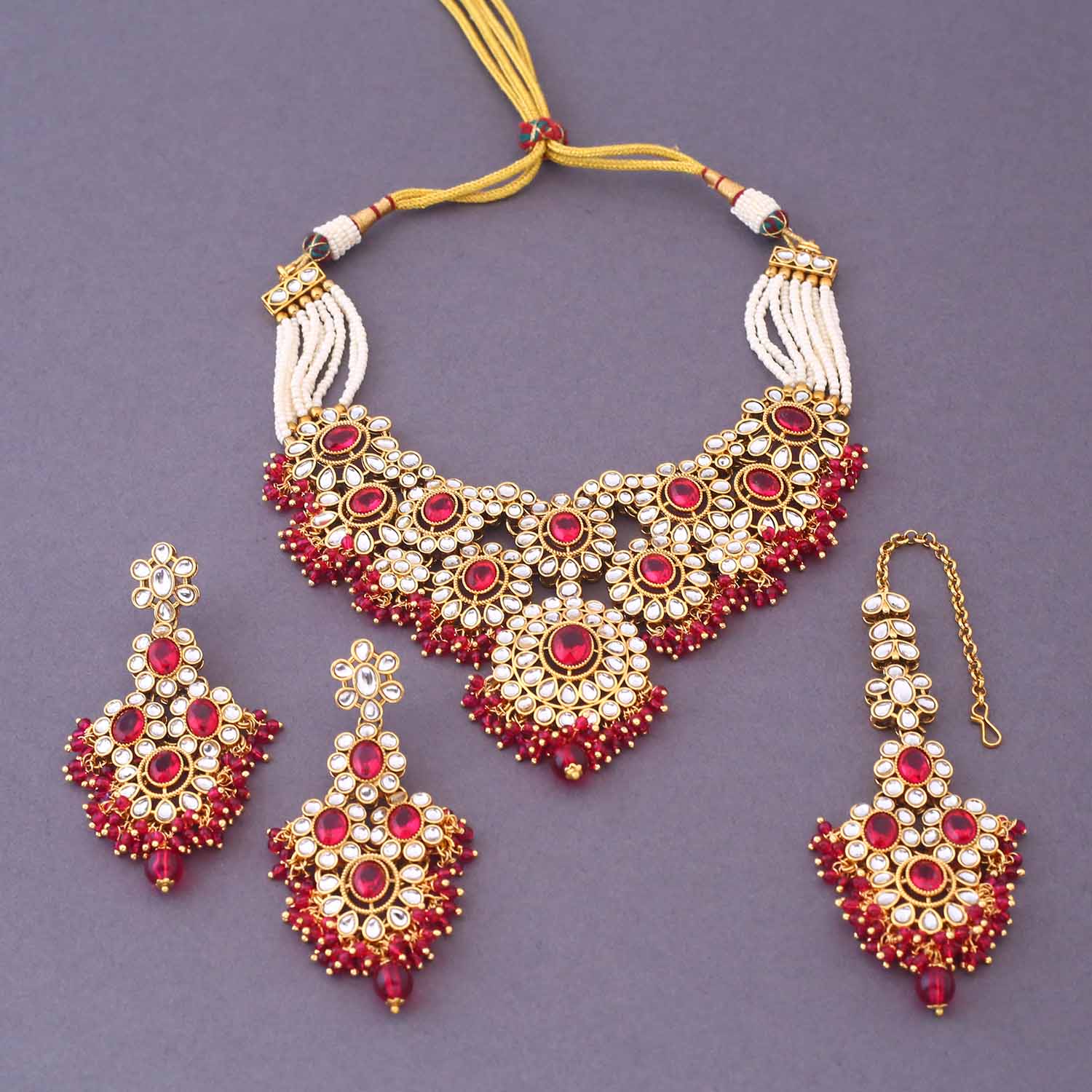 Rani Vidhuta Kundan Jewellery Set - Image 4