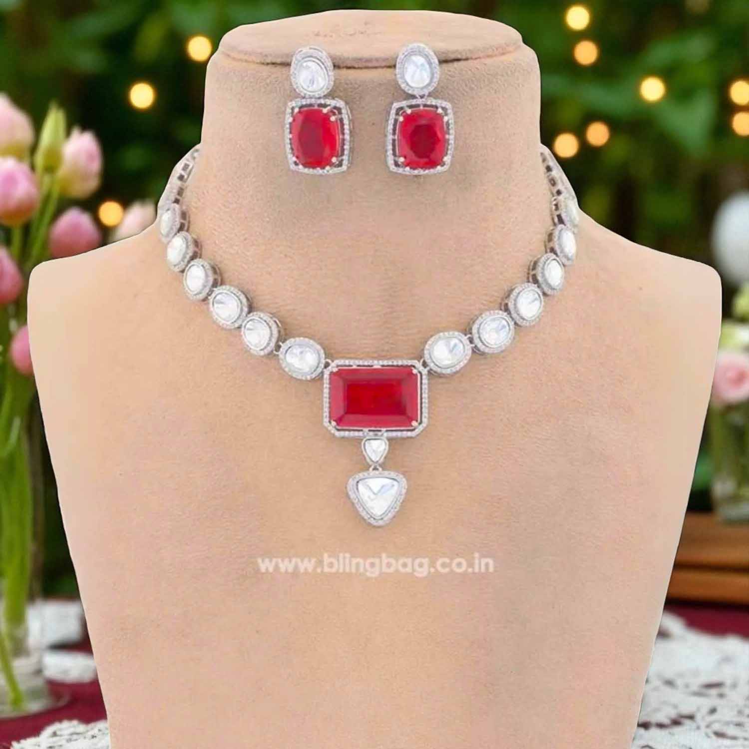 Red Cerise Zirconia Jewellery Set - Image 2