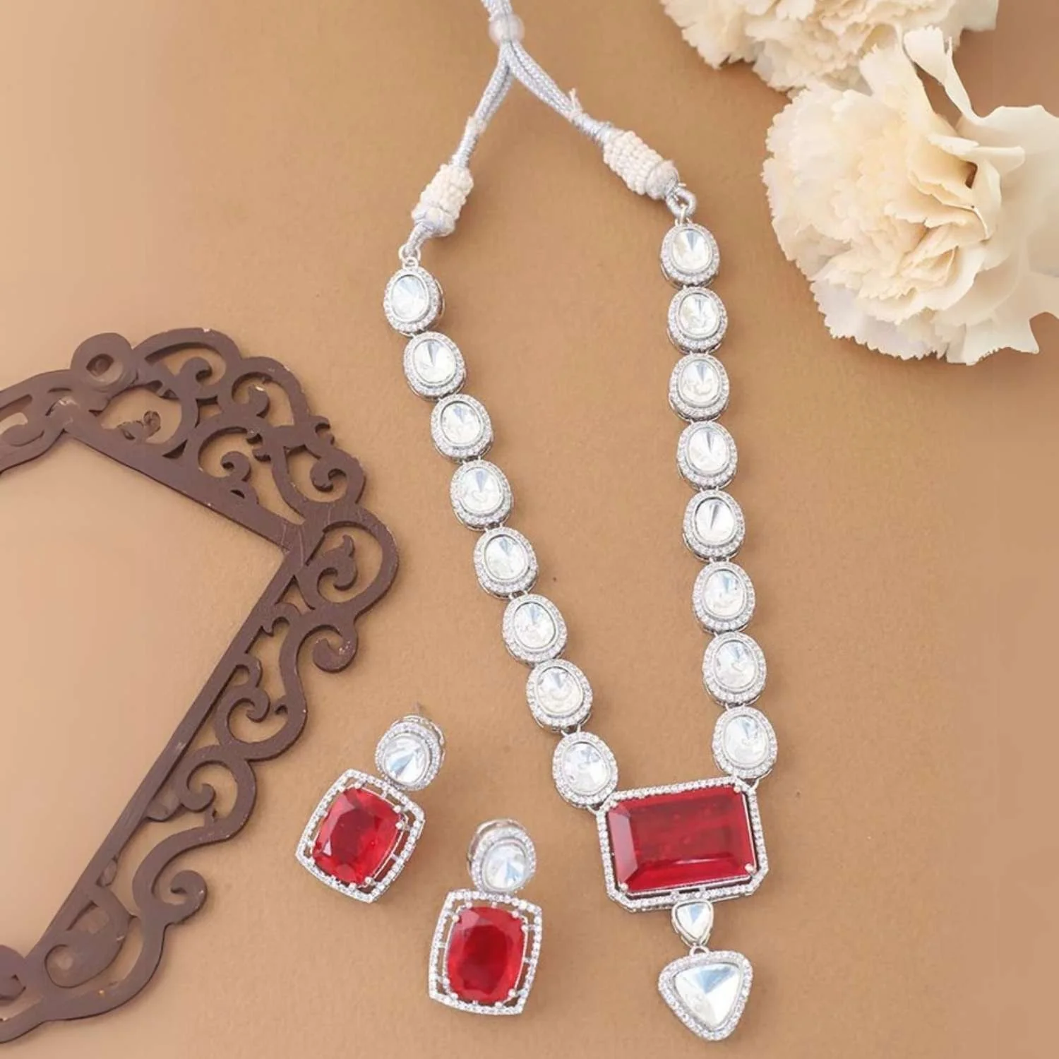Red Cerise Zirconia Jewellery Set - Image 3