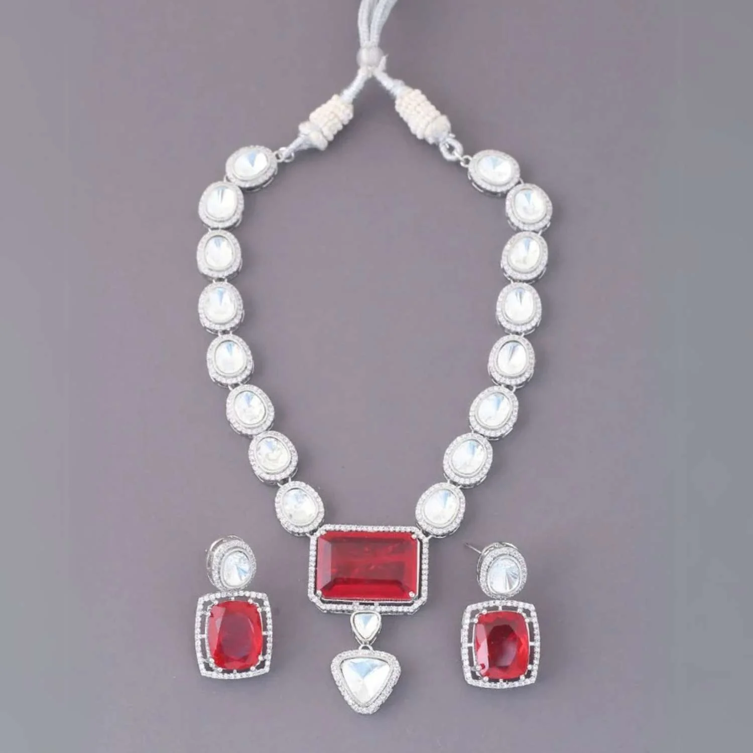 Red Cerise Zirconia Jewellery Set - Image 4