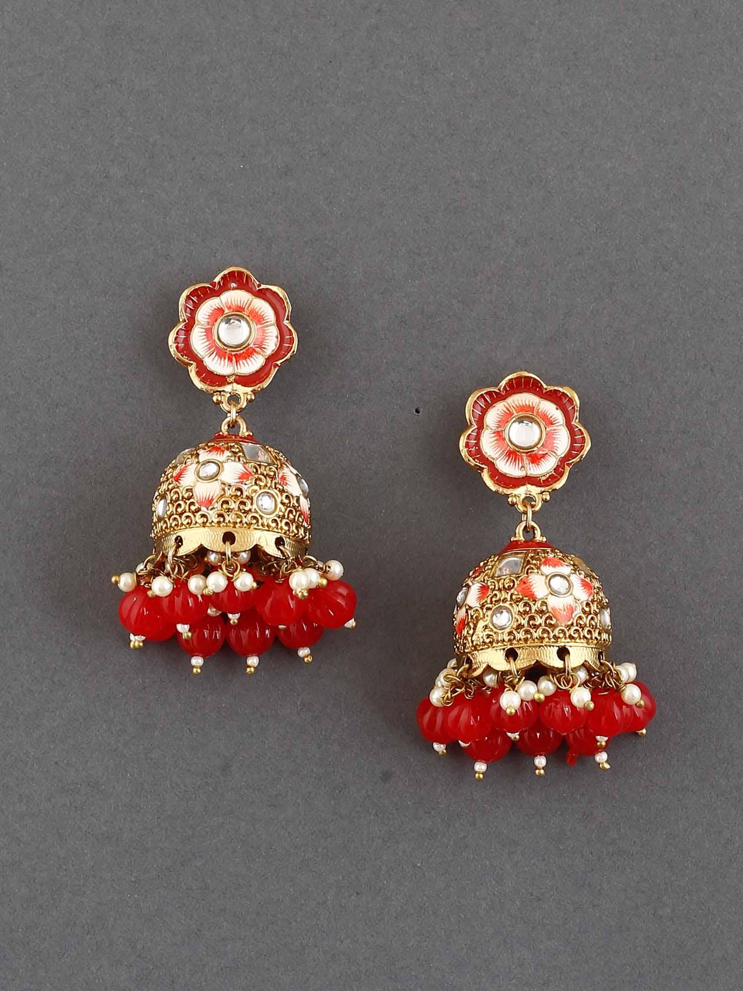 Red Magone Jhumkis - Image 4