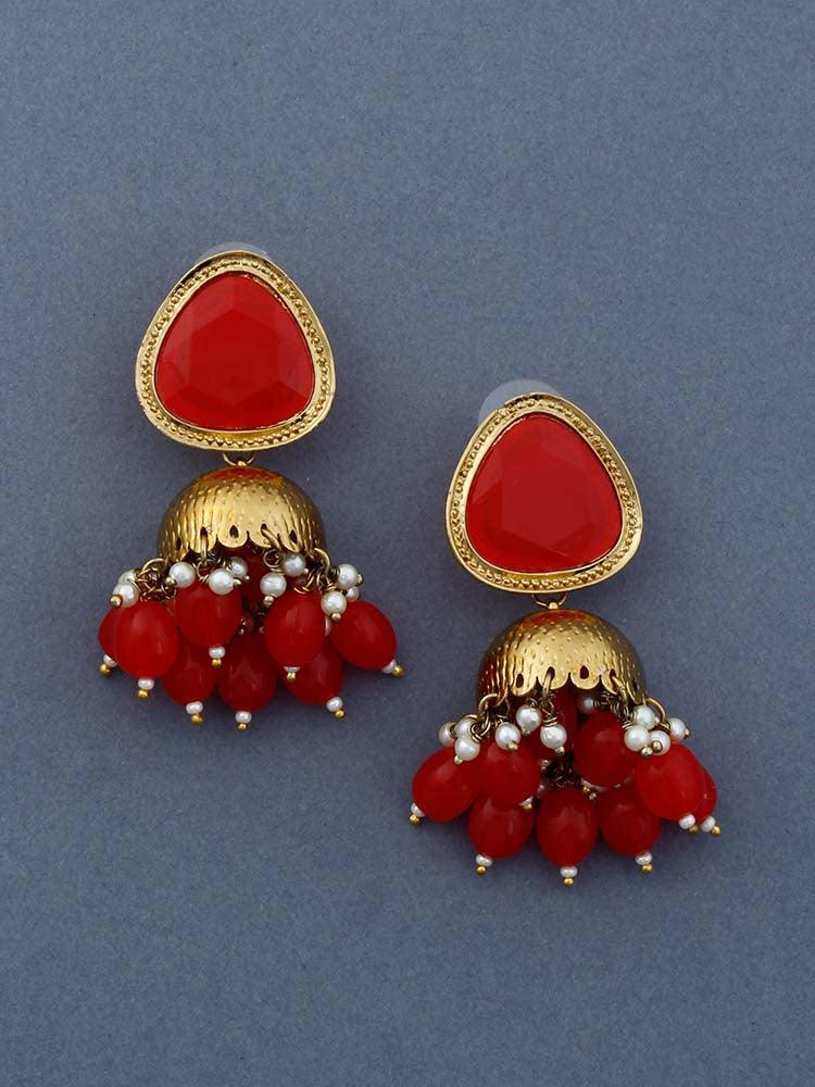 Red Mini Shesha Jhumkis - Image 4