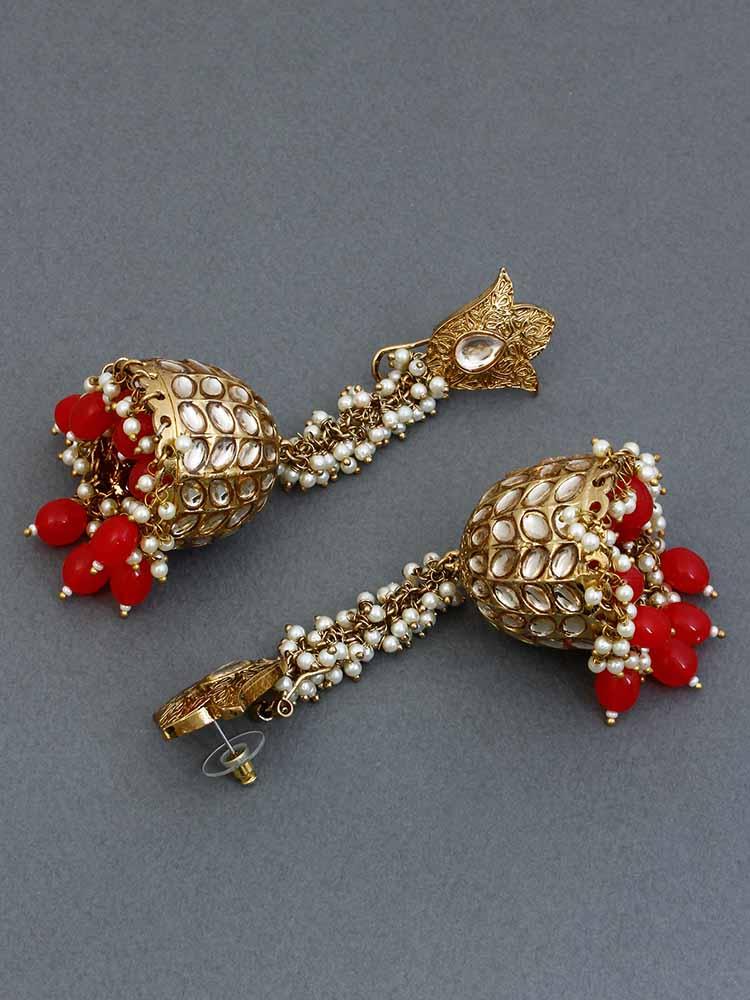 Red Rajkumari Jhumkis - Image 3