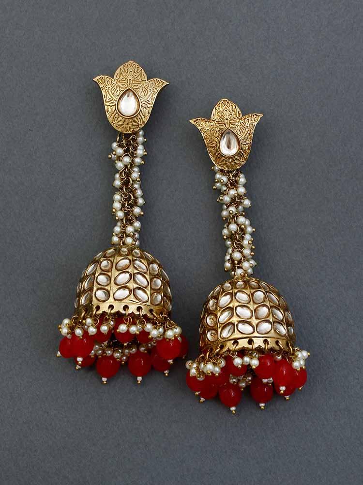 Red Rajkumari Jhumkis - Image 4
