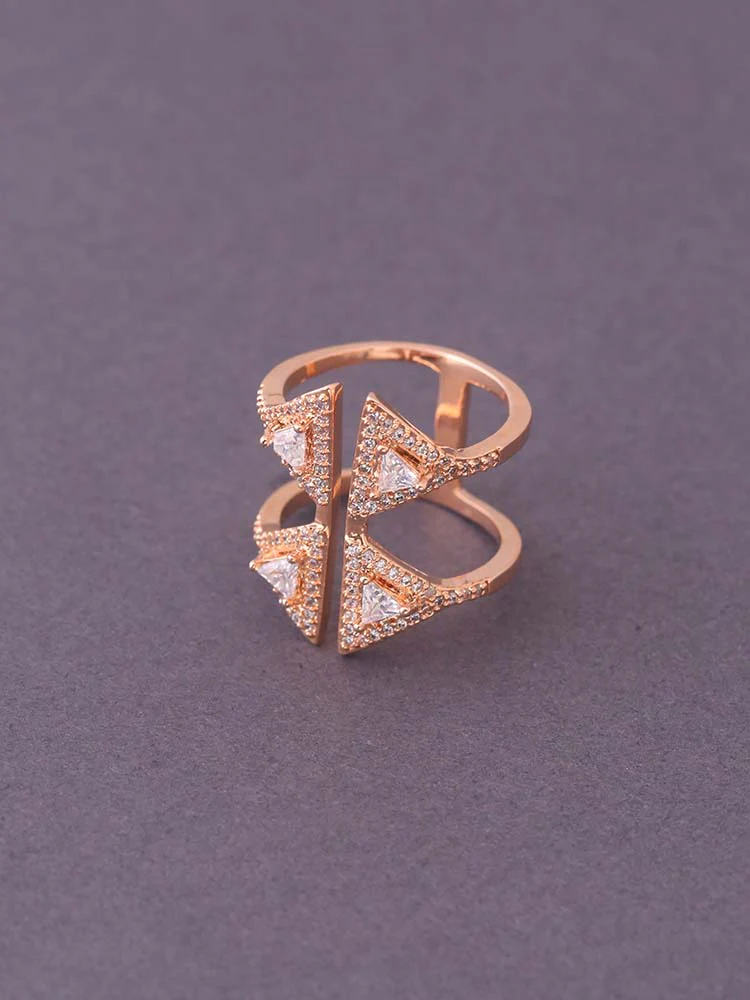 Rose Gold Aathirai Adjustable Zirconia Ring - EOSS - Image 3