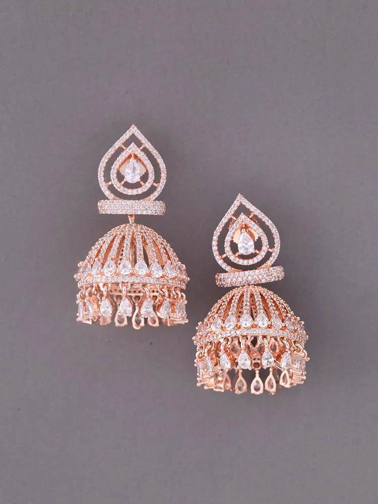 Rose Gold Acantha Zirconia Jhumkis - Image 2