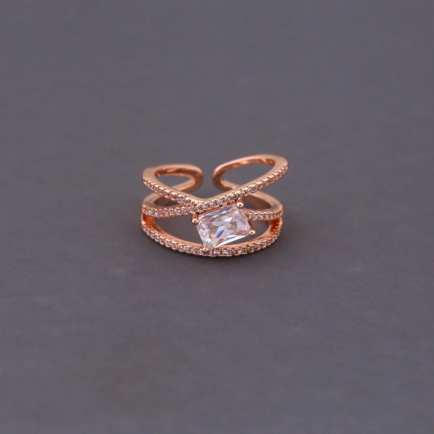 Rose Gold Amiyah Zirconia Ring - Image 3