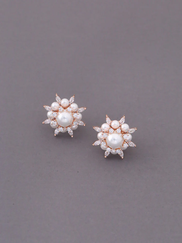 Rose Gold Chloris Zirconia Studs - Image 2