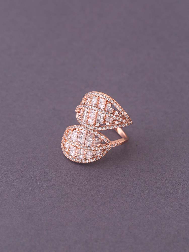 Rose Gold Dhanuja Zirconia Adjustable Ring - EOSS - Image 3