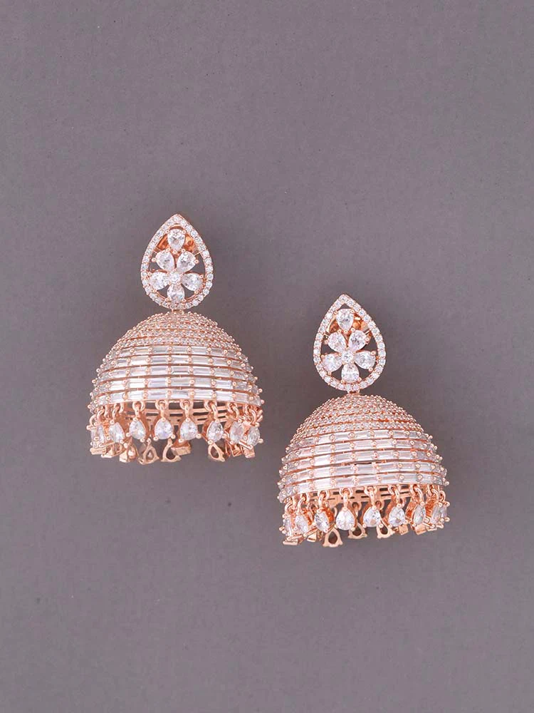Rose Gold Dimitris Zirconia Jhumkis - EOSS - Image 2