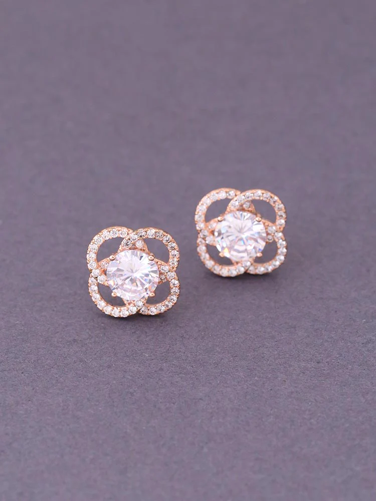 Rose Gold Elisa Zirconia Studs - Image 3