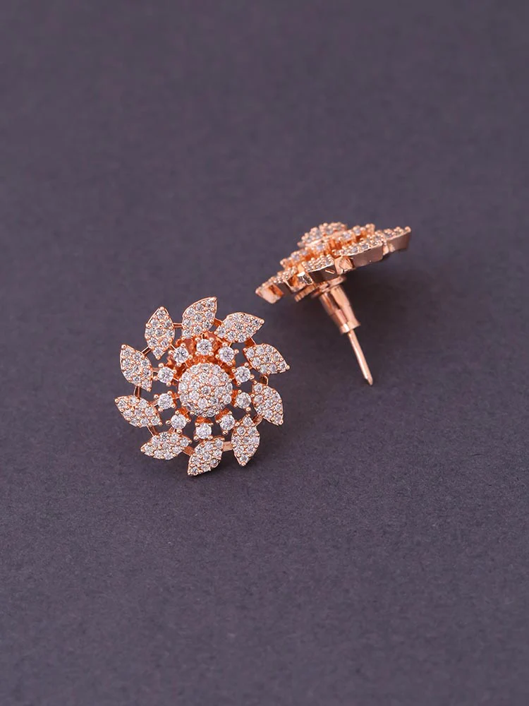 Rose Gold Fabienne Zirconia Studs - Image 3