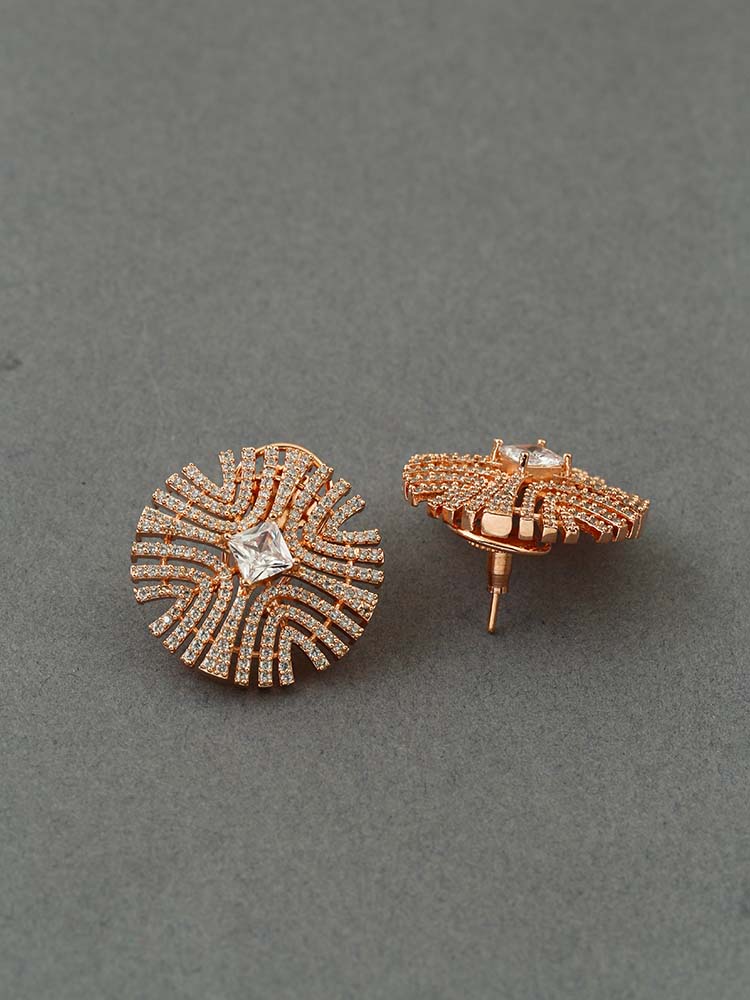 Rose Gold Farrah Zirconia Studs - Image 3