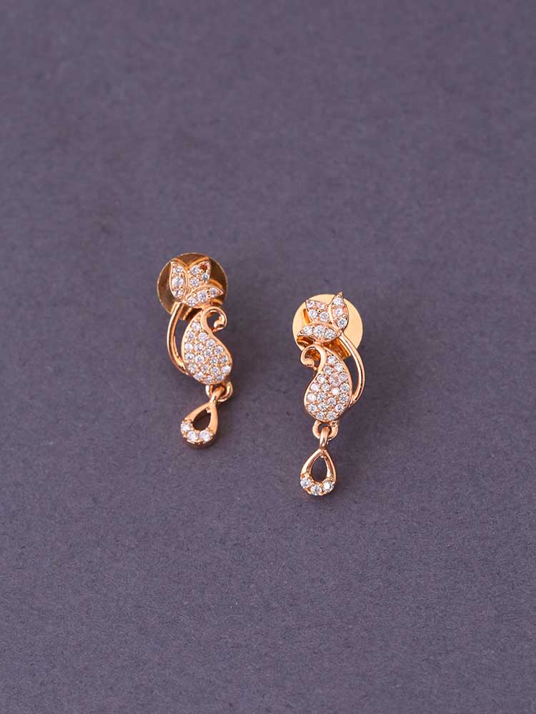 Rose Gold Flarida Zirconia Danglers - Image 2