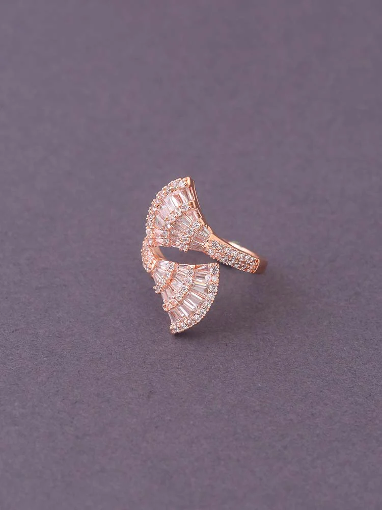 Rose Gold Adjustable Gomer Zirconia Ring - Image 3