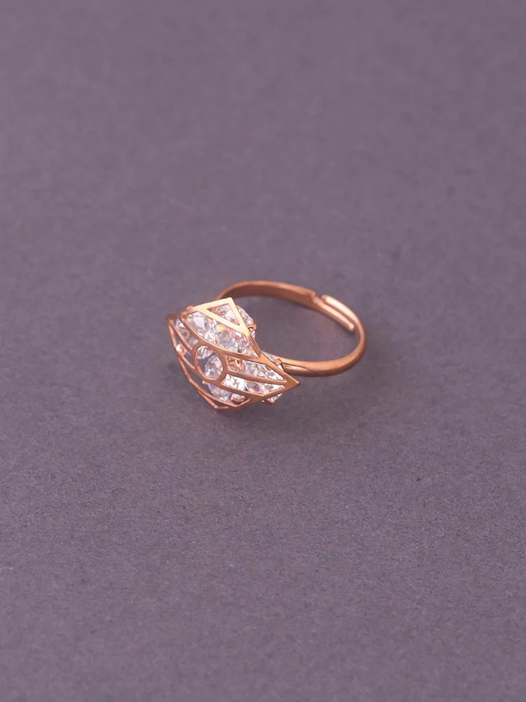 Rose Gold Jeenal Adjustable Zirconia Ring - EOSS - Image 3